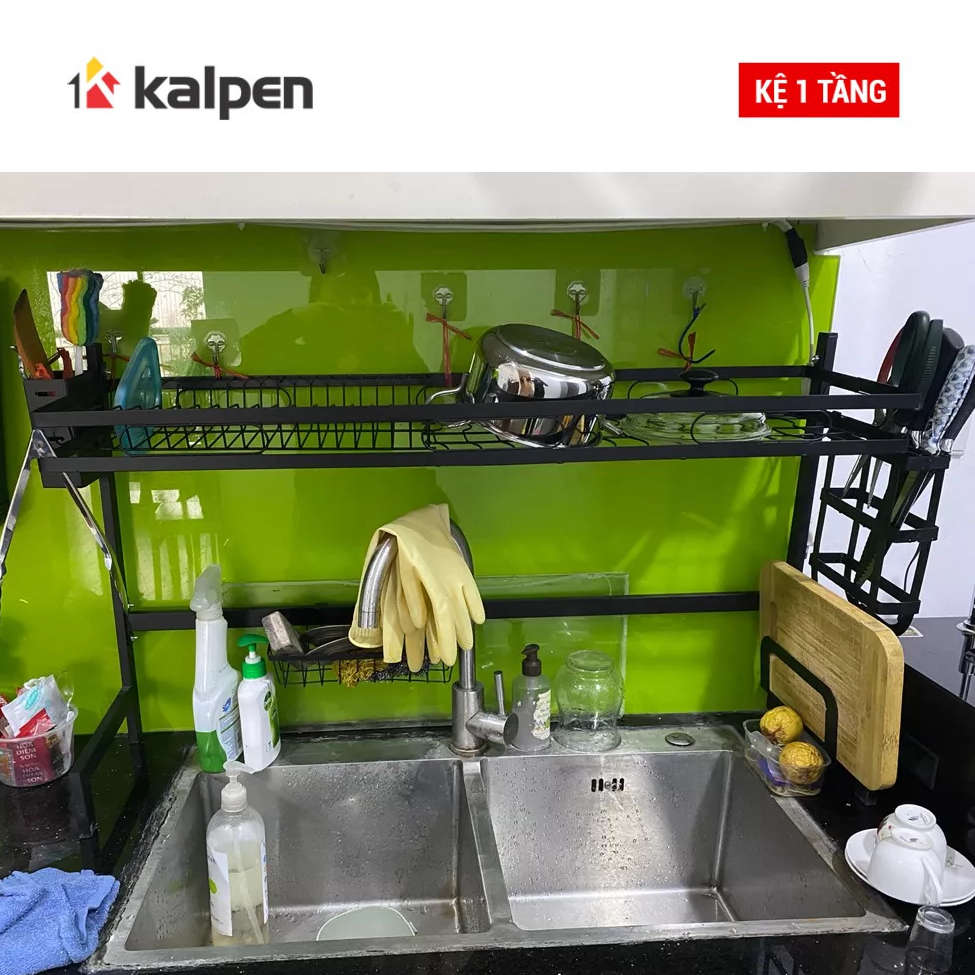 Kệ Để Chén Đĩa Thông Minh Trên Bồn Rửa Sơn Đen Cao Cấp Kalpen, 1 tầng/2 tầng