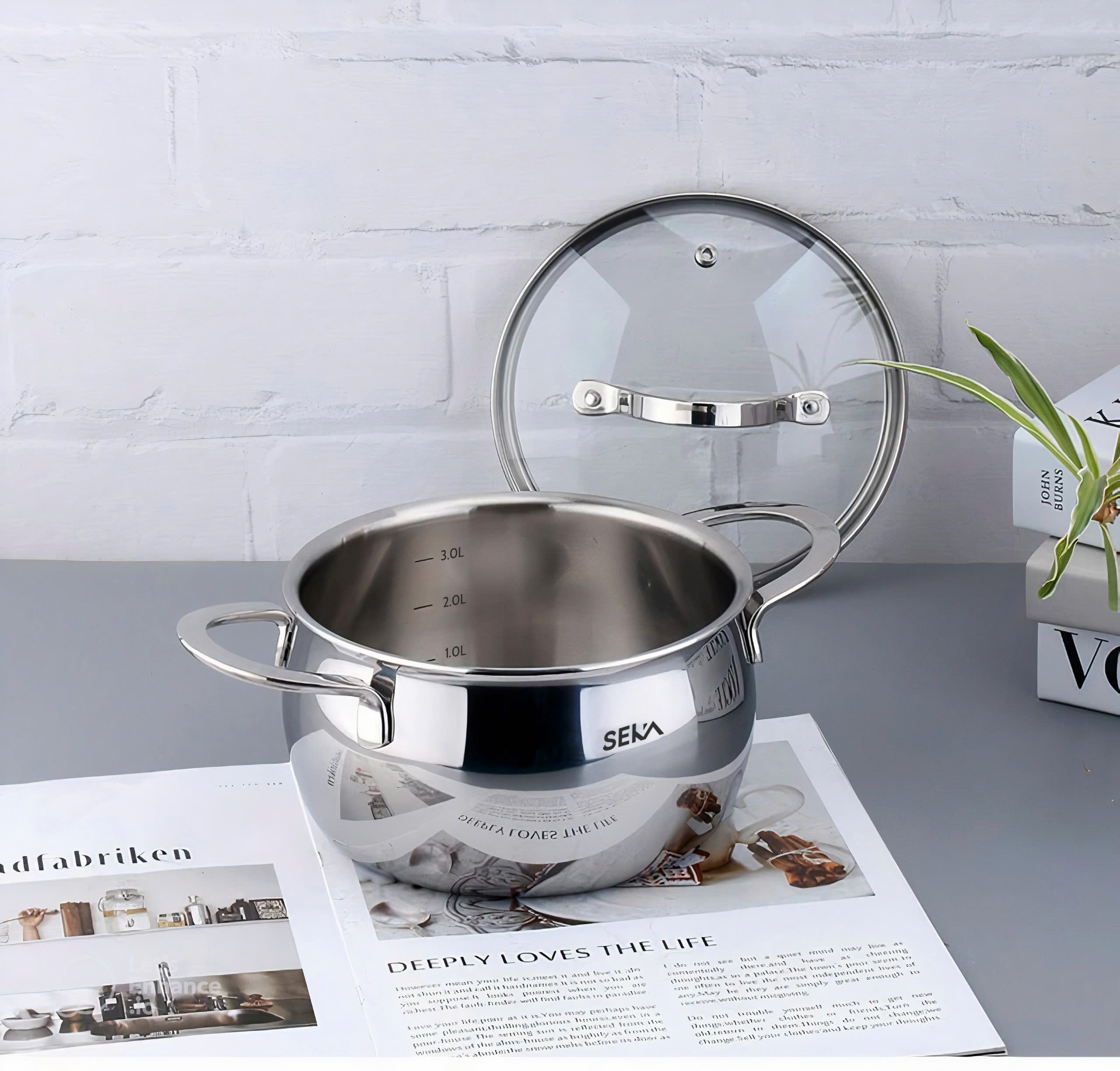 Nồi Canh SEKA Inox Cao Cấp Size 16cm, 20cm, 26cm nồi hầm kho thịt kho cá, nồi dùng cho mọi loại bếp