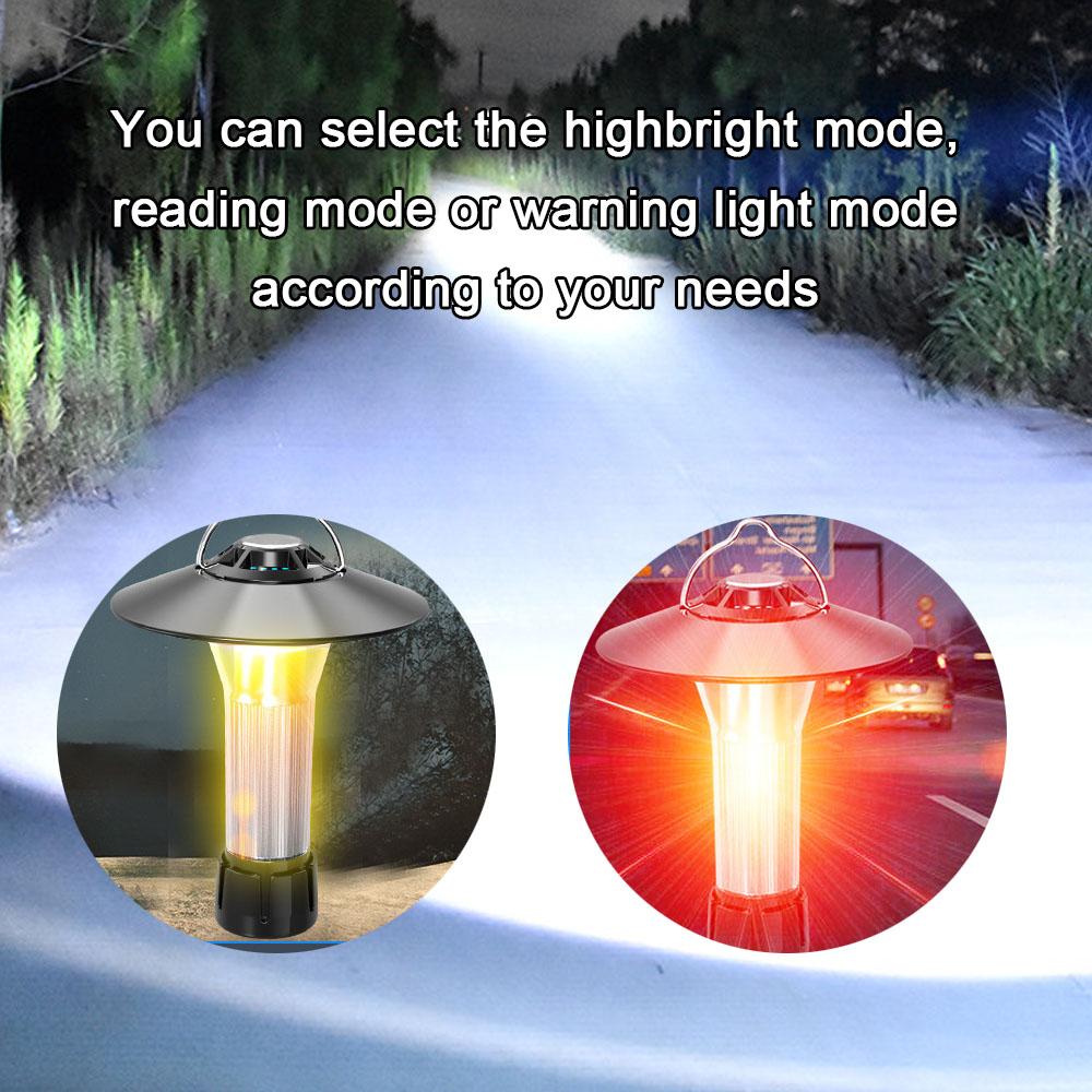 Outdoor Camping Light with Magnetic Base Portable High Brightness Tent Lantern USB Rechargeable LED Emergency Light Cycling Lamp