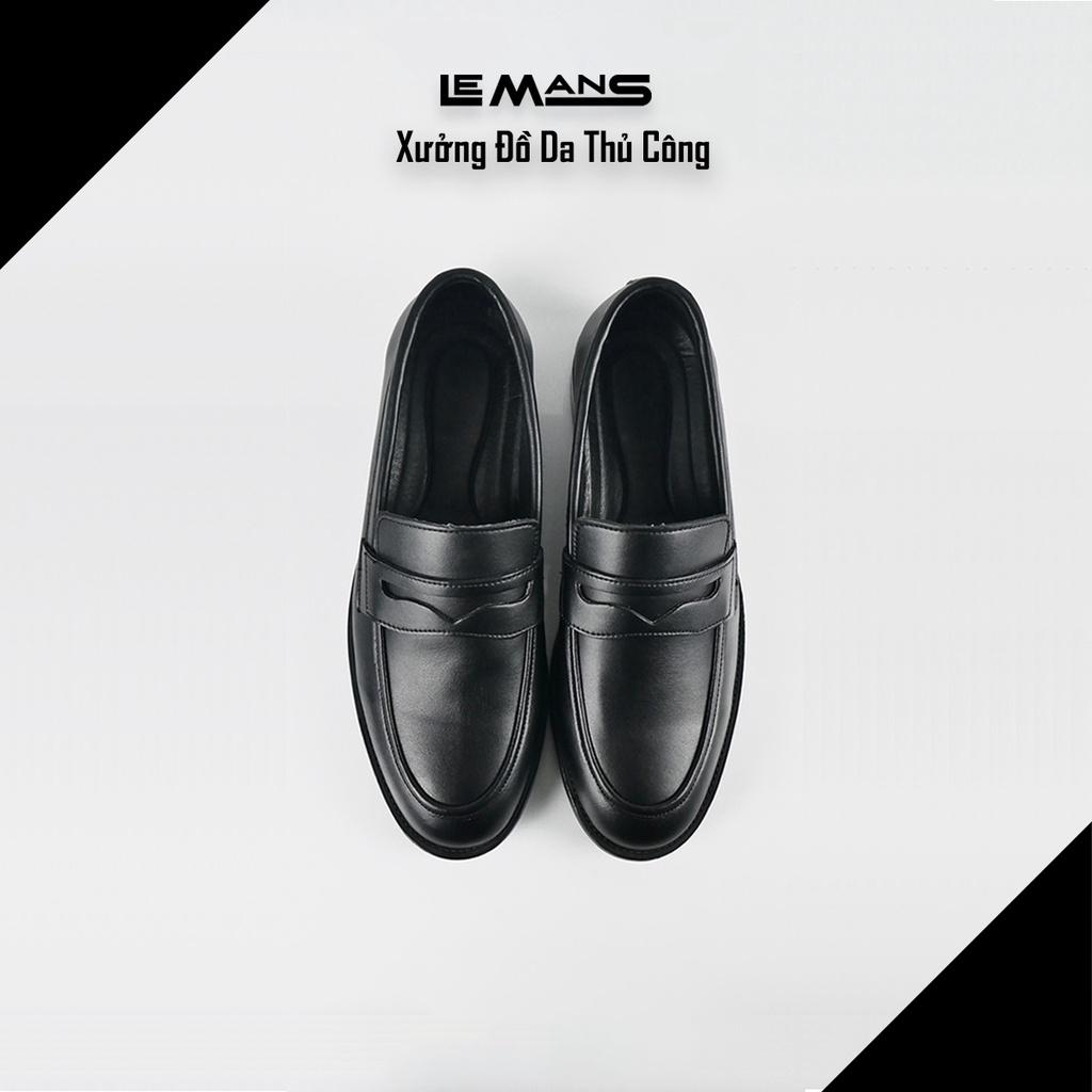 Giày lười da cao cấp Penny Loafer Black LEMANS khâu tay GL02 bảo hành 24 tháng