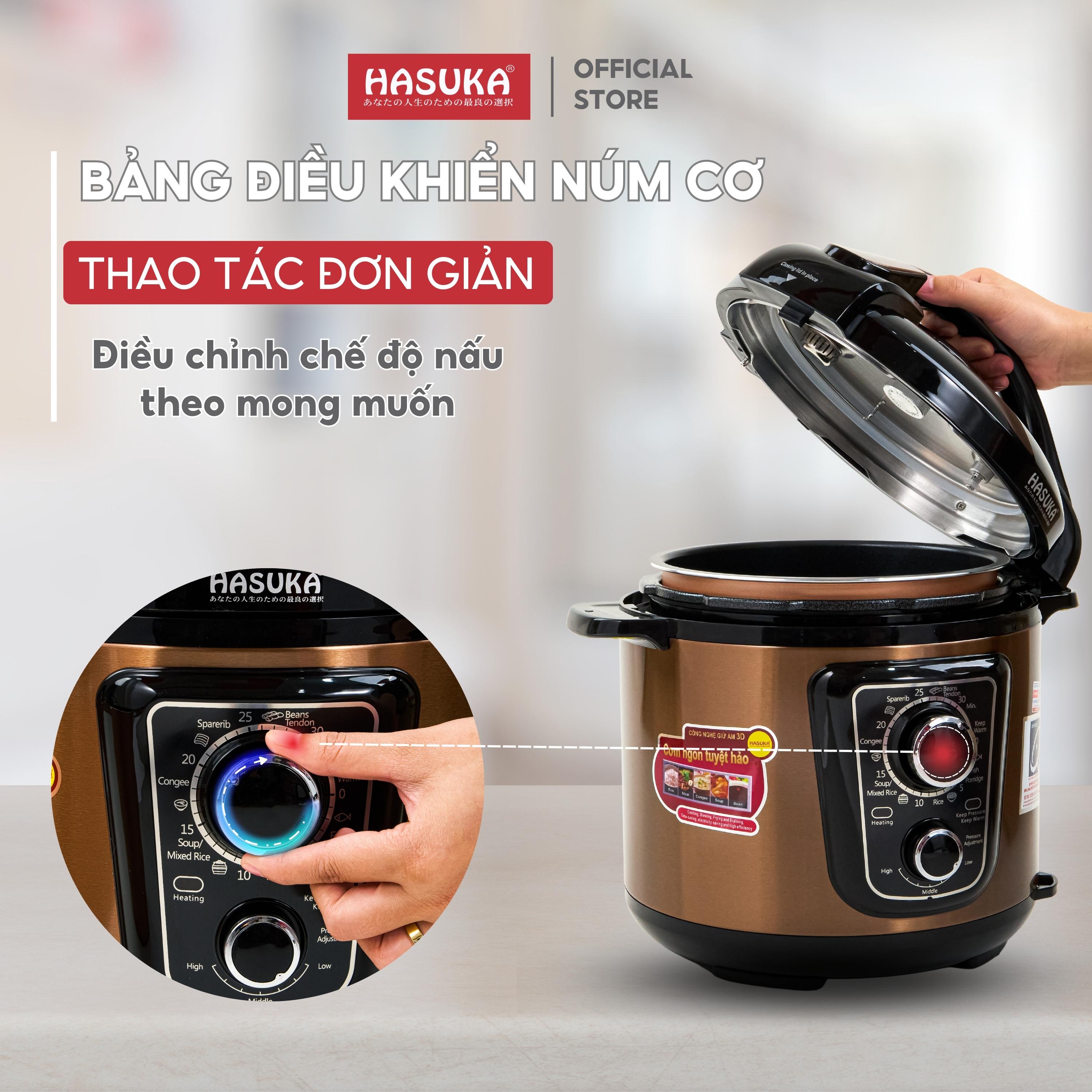 Nồi áp suất điện đa năng Hasuka HSK-983 dung tích 5L, công suất 900W - Hàng chính hãng (BH:12 tháng)