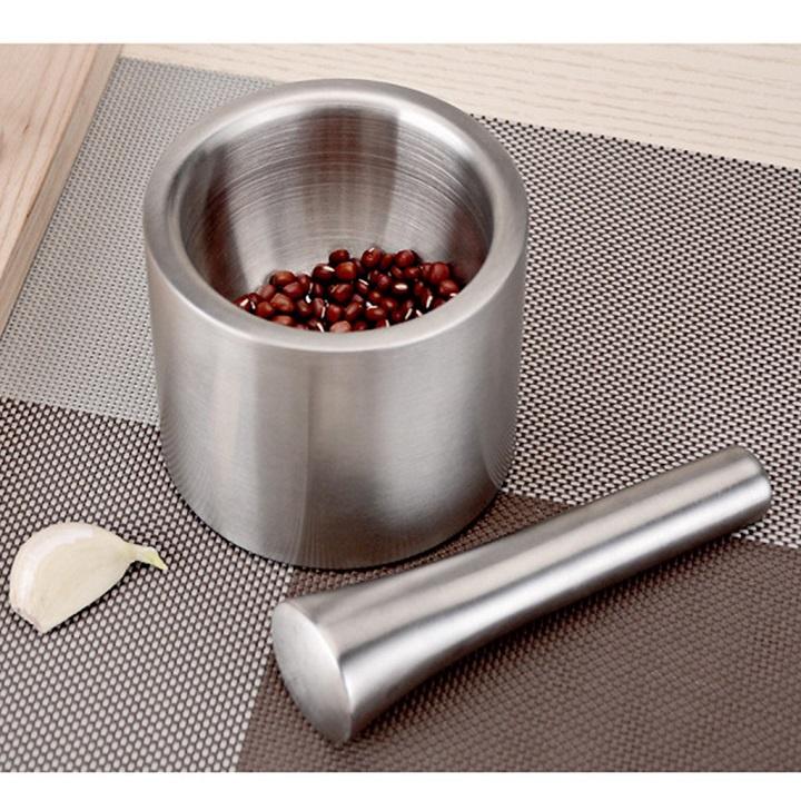 Cối Chày Inox 304 Cao Cấp Chống Gỉ Sét Dùng Nghiền, Giã Thực Phẩm – Gia Vị