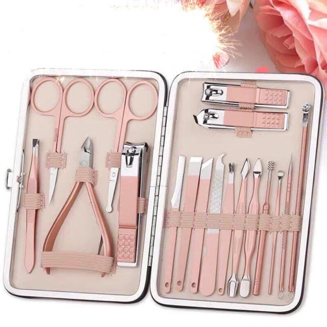 Bộ Bấm Móng Tay 18 Món Dụng Cụ Làm Nail Cây Nặn Mụn Lấy Khóe Kìm Dũa Nhíp - Hàng Loại 1 - Chính Hãng MINIIN