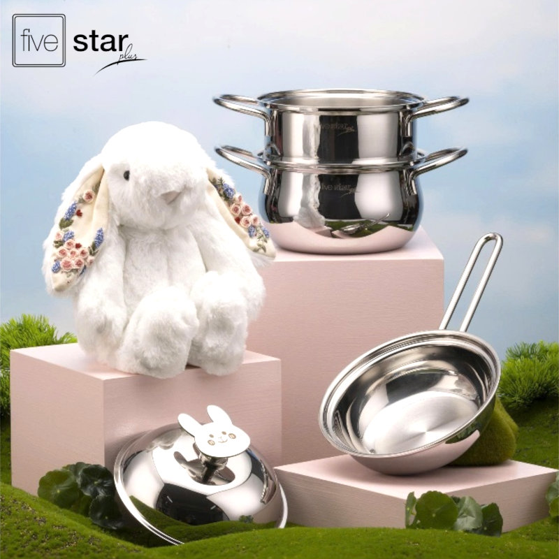 Bộ Nồi Baby 3 Món Fivestar Plus FPB3005 3 Lớp Inox 304 gồm 1 nồi 16 cm 1 xửng 16 cm 1 chảo 16 cm