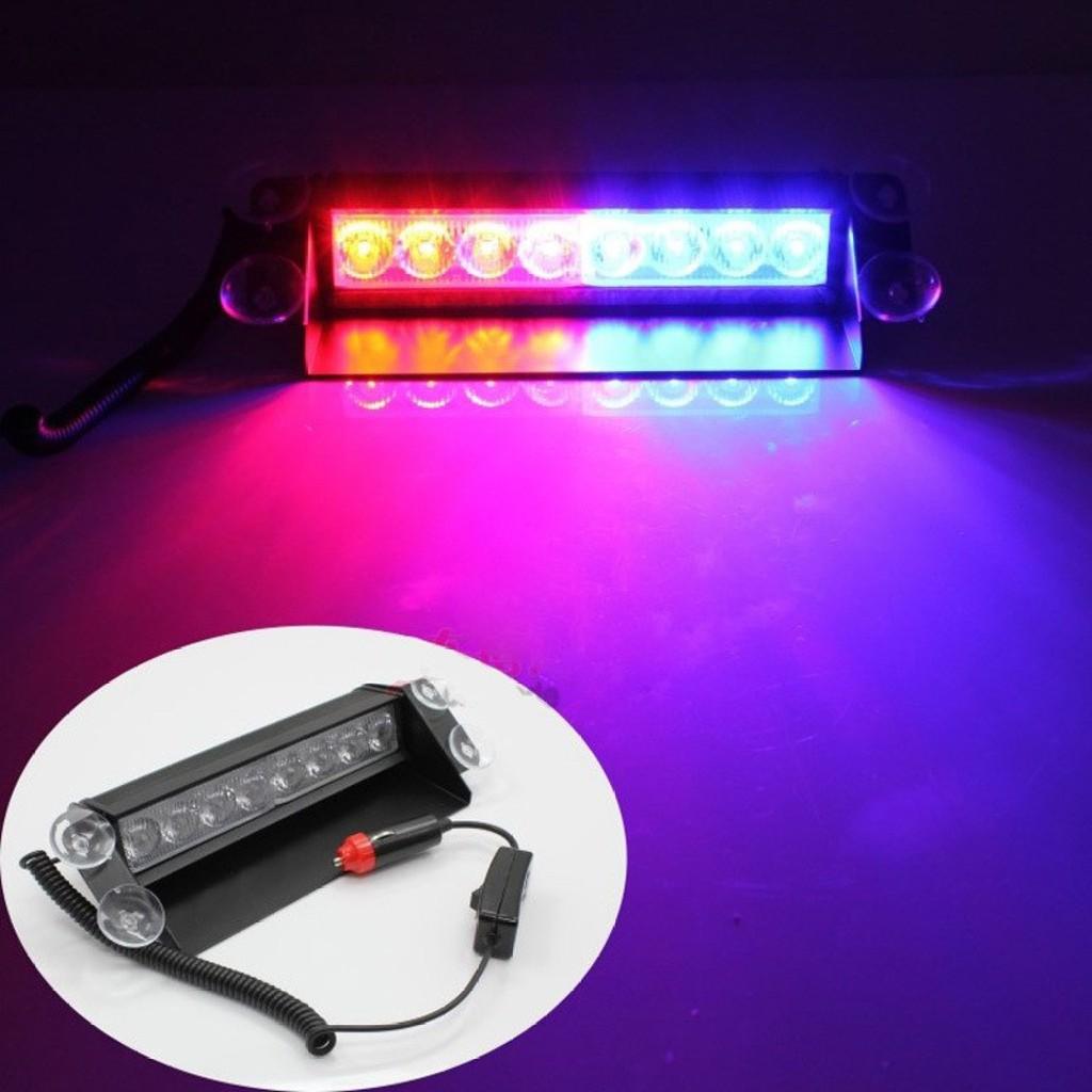Đèn nháy 12V cắm tẩu sạc ô tô 2 màu xanh đỏ phiên bản cao cấp vỏ kim loại sơn tĩnh điện màu đen