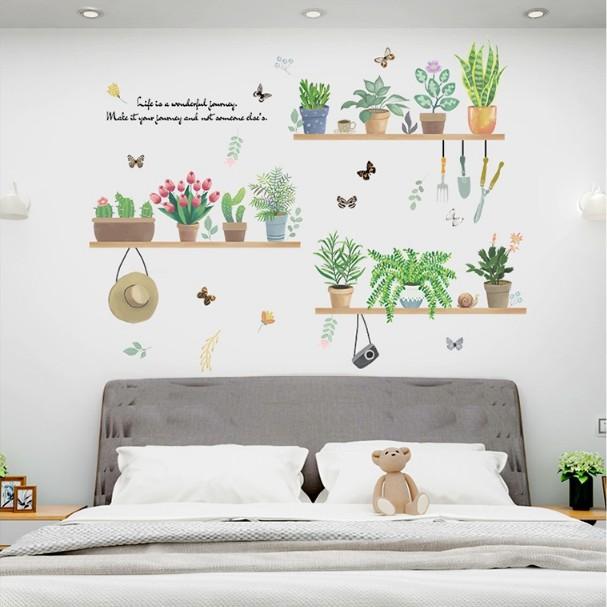 Decal trang trí tường - Nhiều Chậu Cây treo khung