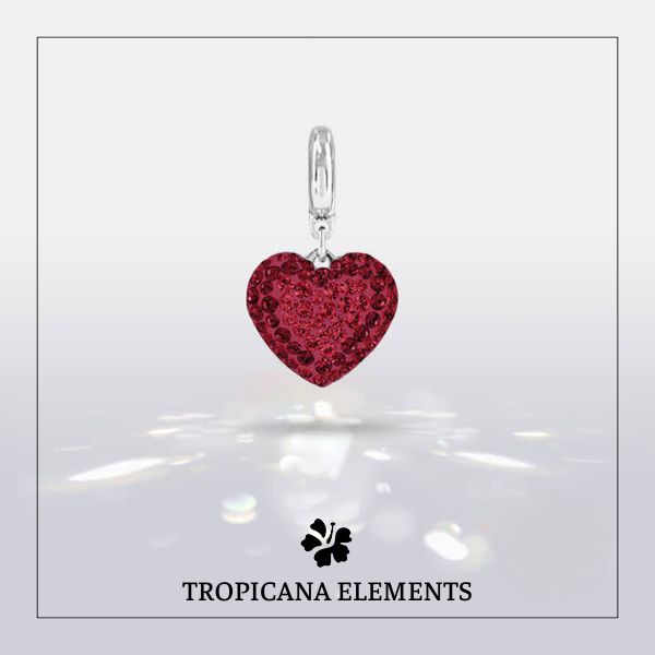 Vòng Tay Tropicana Phối Charm Swarovski Pha Lê Trái Tim Màu Đỏ Sang Trọng