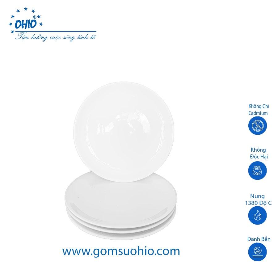 Đĩa Nông Ảo 18cm Sứ Trắng OHIO