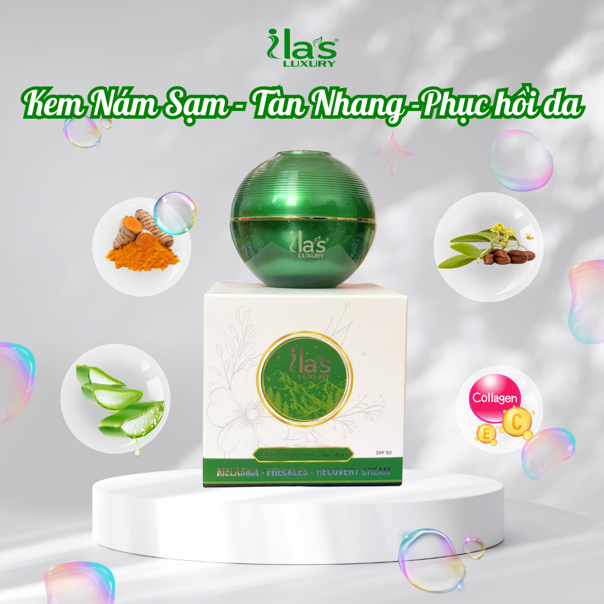 KEM HỖ TRỢ ĐIỀU TRỊ NÁM SẠM - TÀN NHANG – GIÚP PHỤC HỒI DA - TRẮNG SÁNG DA ILA'S LUXURY CHÍNH HÃNG 16G