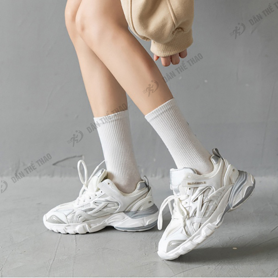 Tất vớ nam nữ màu trơn chất liệu vải Cotton co giãn bốn chiều phong cách hiện đại