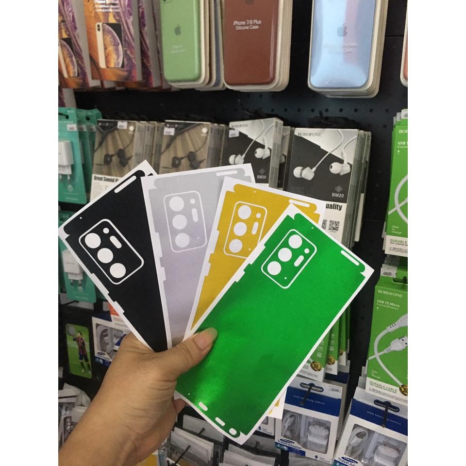 Miếng Dán Skin decal nhôm xước full viền dành cho điện thoại Samsung note 20 / note 20 ultra chống trầy xước, chống bám vân tay..