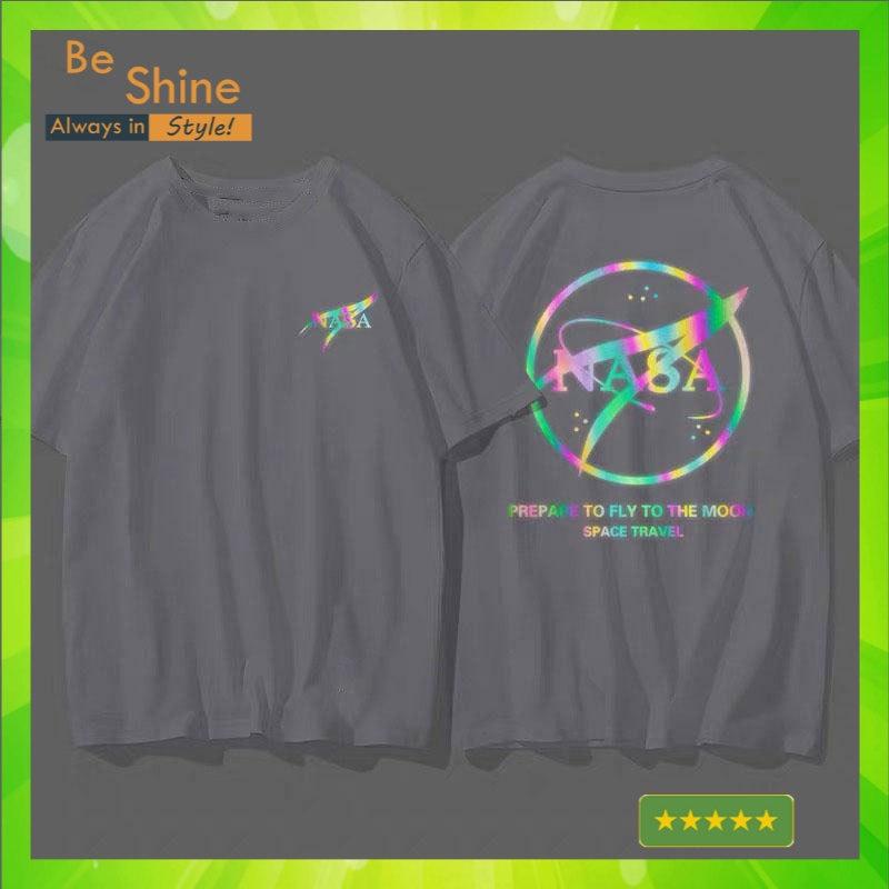 Áo Thun Unisex Form Rộng NASA Phản Quang 7 Màu , Áo Phông Cotton Cổ Tròn Tay Ngắn Thời Trang Phong Cách Hàn Quốc