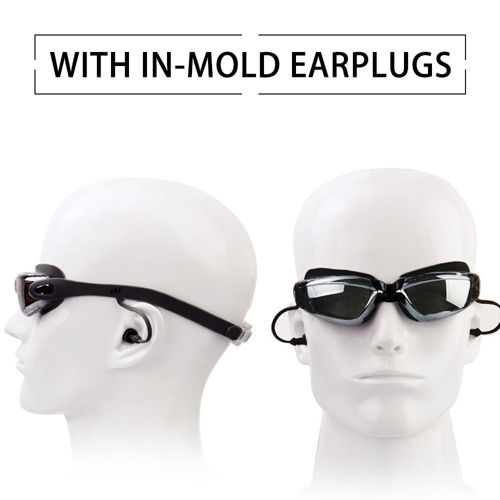 Kính bơi có nút bịt tai trong , không rò rỉ chống sương mù, chống tia UV