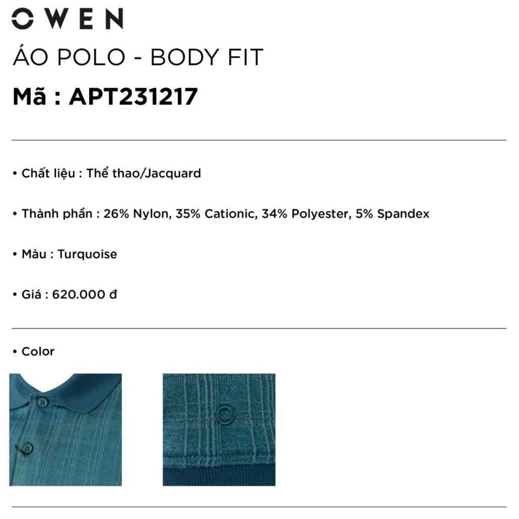 OWEN - Áo polo nam ngắn tay Owen màu xanh cổ vịt kẻ ô 231217