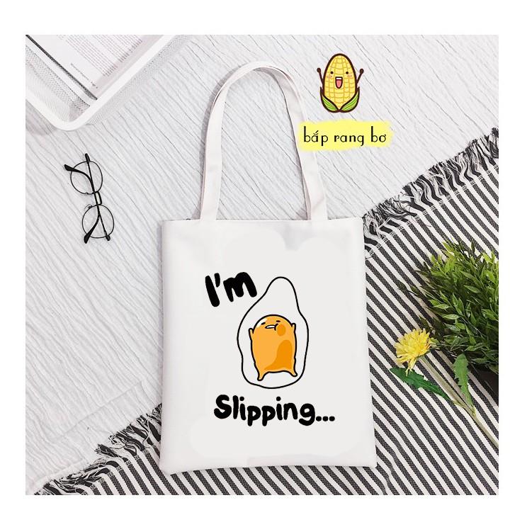 TÚI TOTE CANVAS TRỨNG RÁN KHÓA ZIP