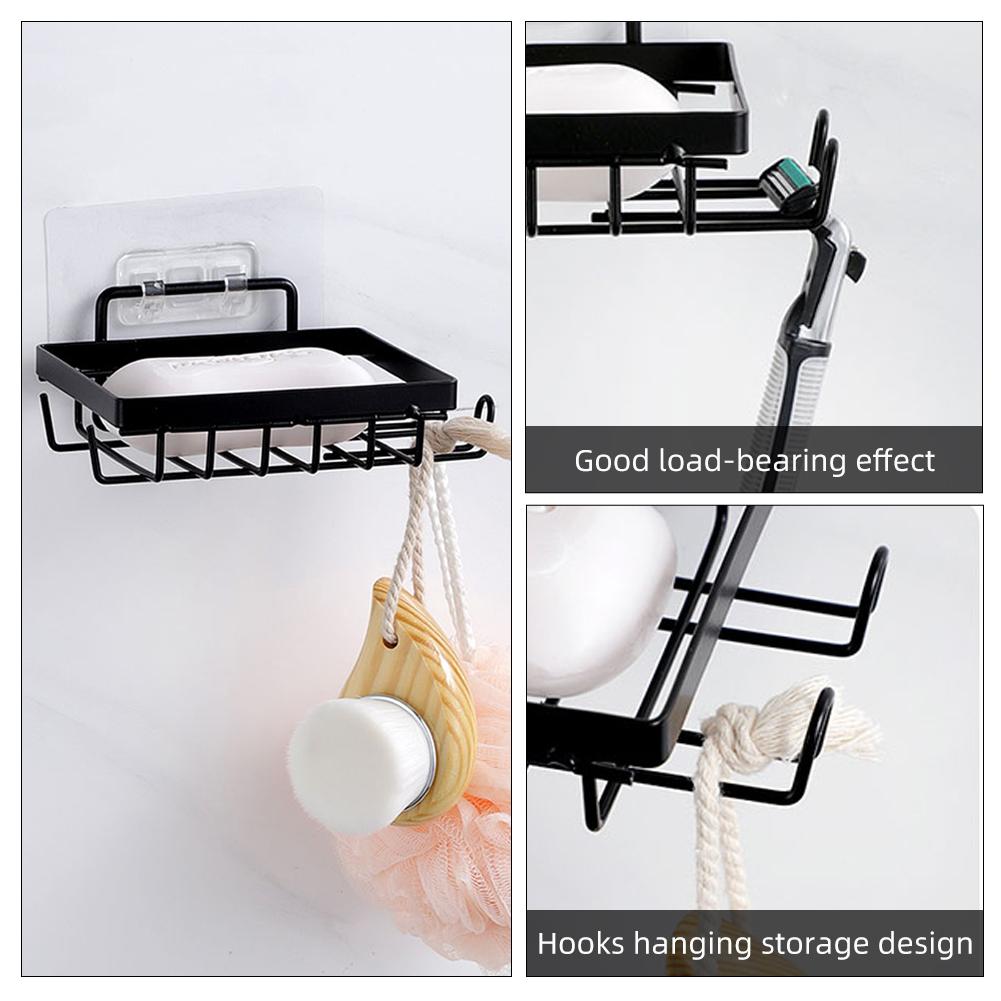 Adhesive Shower Caddy with Hooks No drilling Bathroom Shower Basket and Soap Dish Shower Storage Organizer