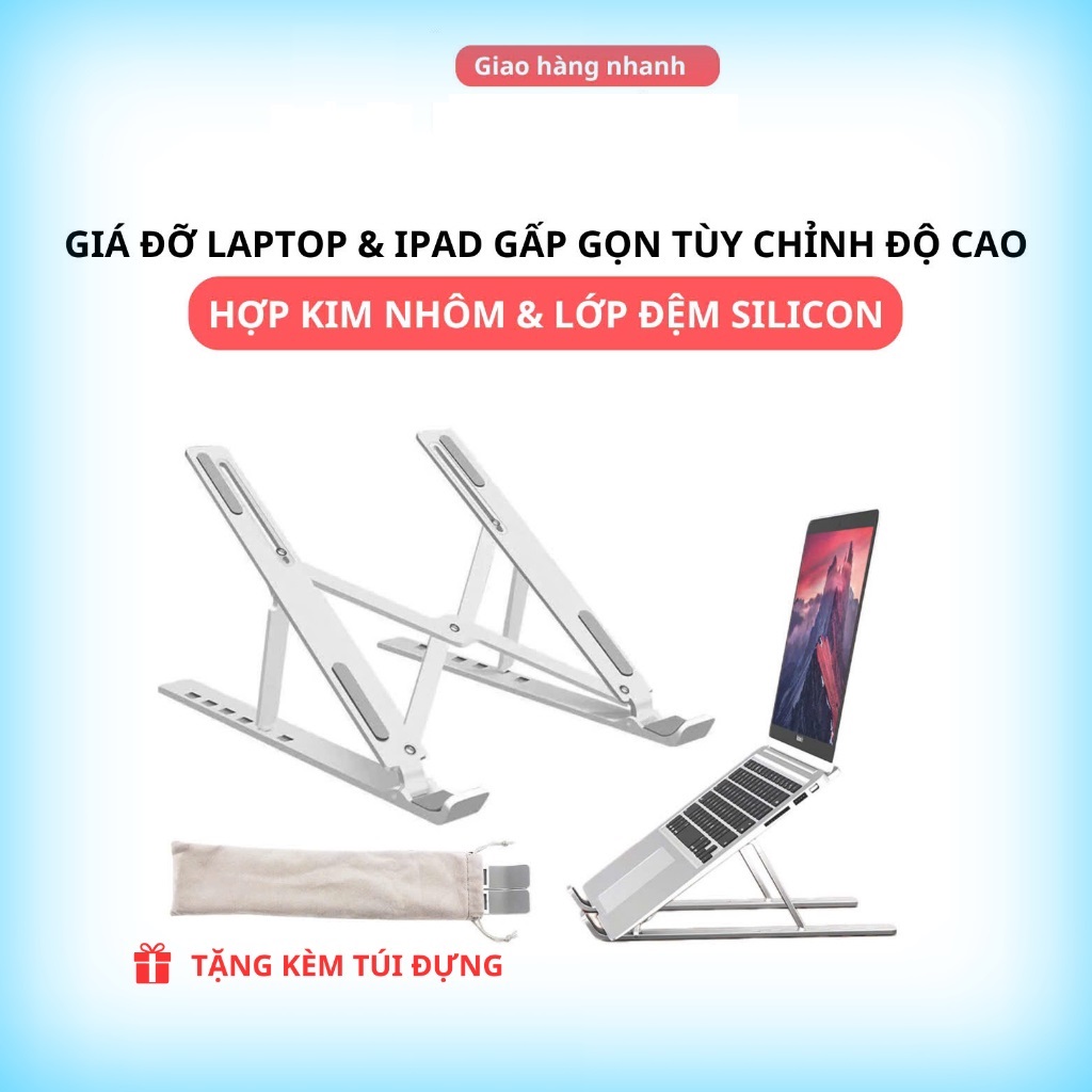 Bộ Giá Đỡ Laptop gấp gọn và quạt - Đế Kê Laptop Tản Nhiệt Có Thể Điều Chỉnh Độ Cao