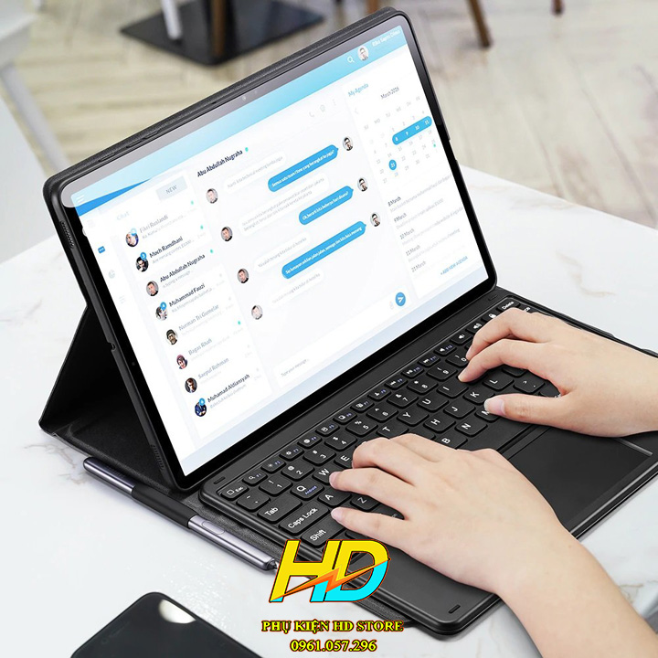 Bao Da Kèm Bàn Phím Bluetoọt Dành Cho Samsung Tab S6 Lite 2022 P613/P619 Chính Hãng Dux Duics Có Bàn Di Chuột TrackPad Chống Sốc - Hàng Chính Hãng