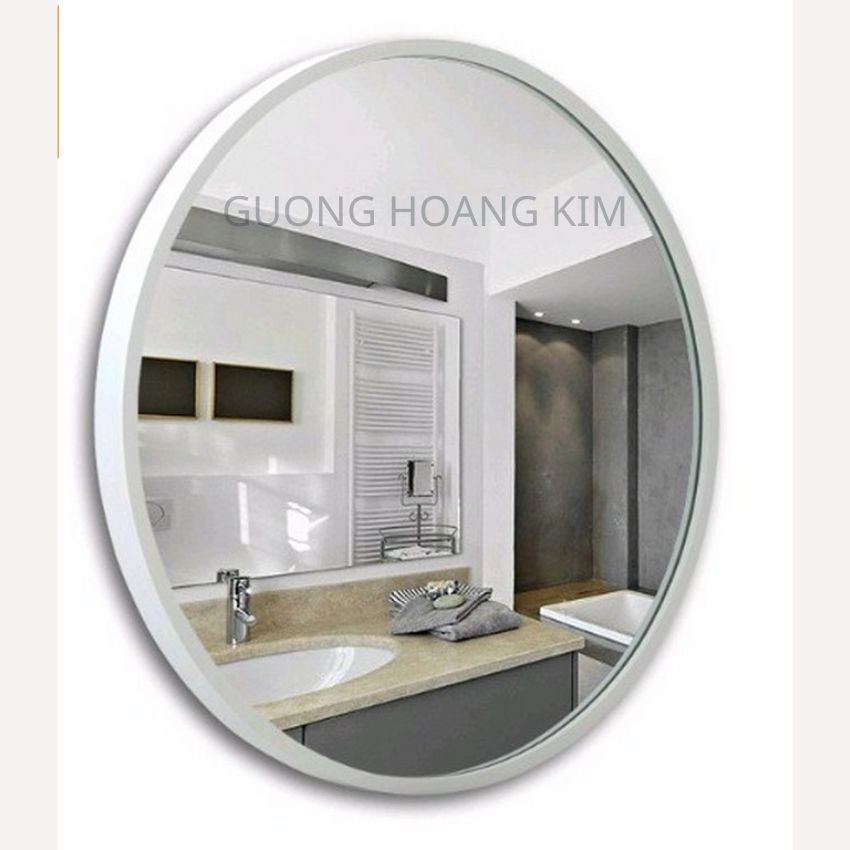 Gương tròn khung kim loại màu có đế để bàn, gương bàn trang điểm, gương nhà tắm decor kích thước D40cm D50cm D60cm