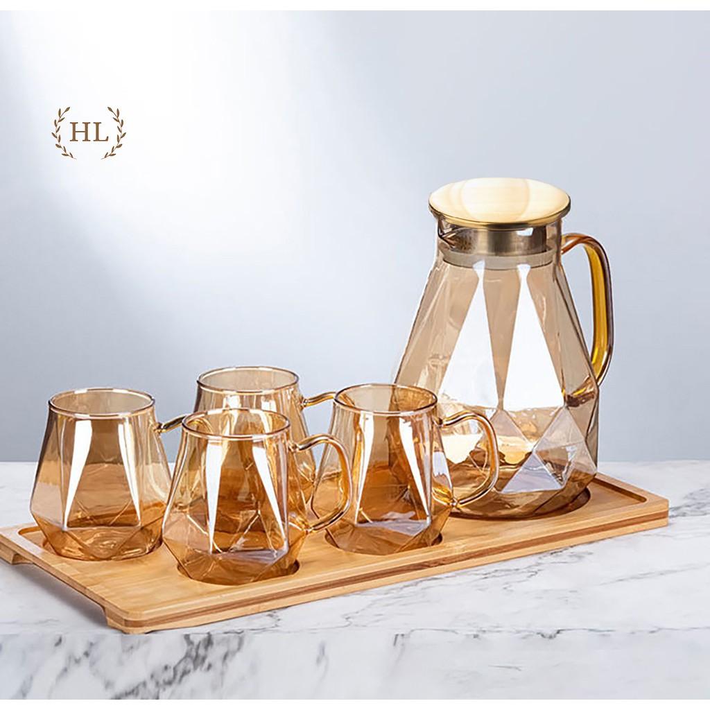 Bình cốc thuỷ tinh Lục Giác Vàng kim cương |BÌNH CỐC BOROSILICATE SIÊU NHẸ - CHỊU NHIỆT - CƯỜNG LỰC
