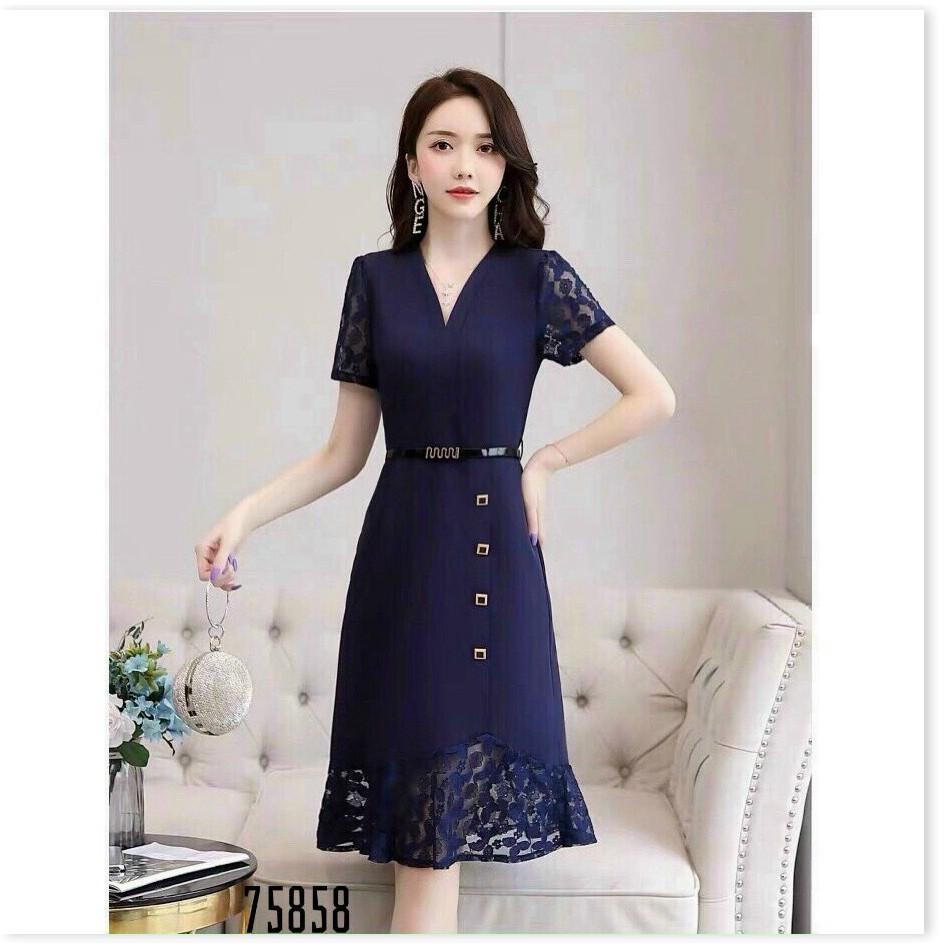 ĐẦM UMI TAY NGẮN,CỔ V,HỌA TIẾT TRƠN NHƯNG VÔ CÙNG SANG TRỌNG 1HIT1 FASHION