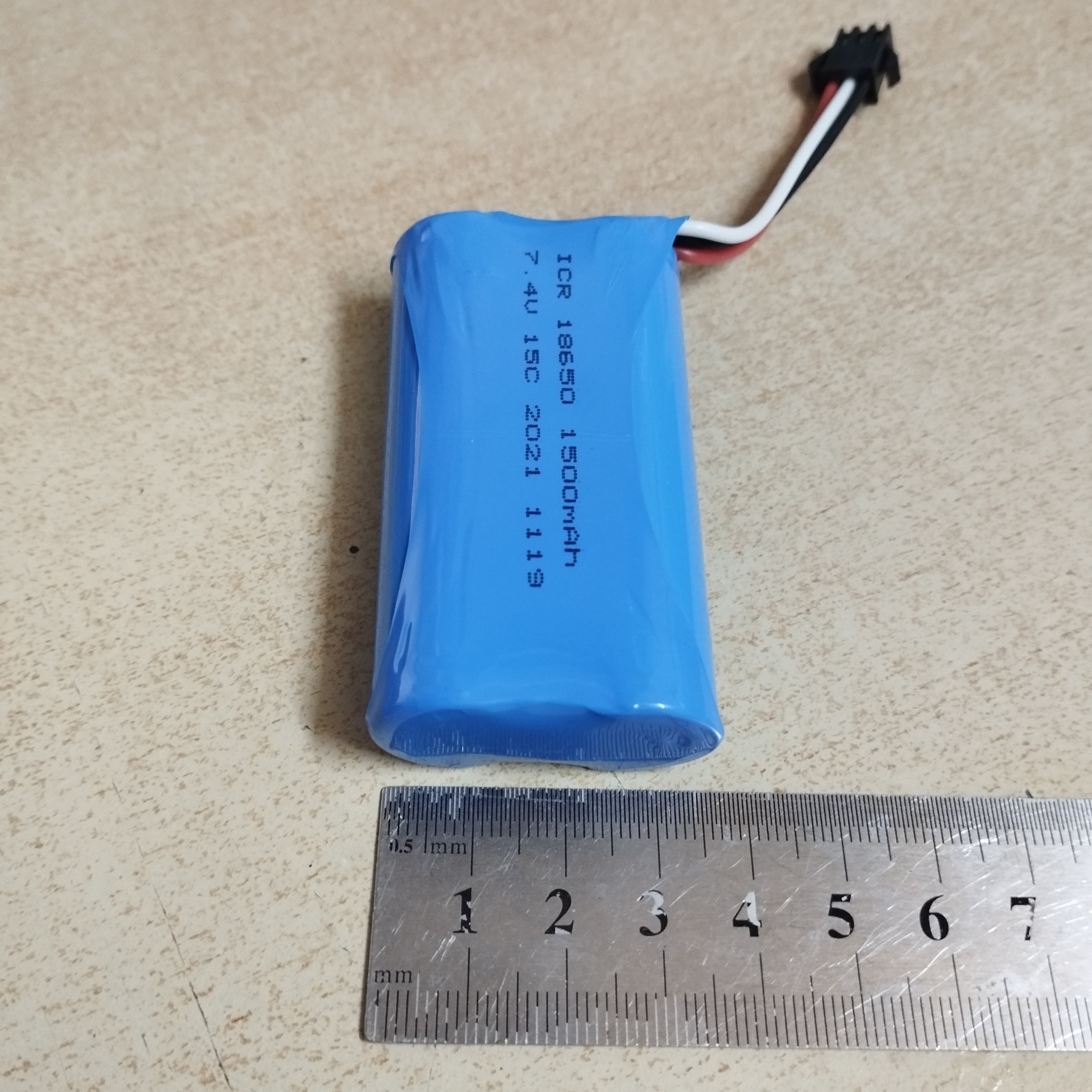 Pin sạc 2s 18650 7.4V 1500mAh chân cắm jack SM3P