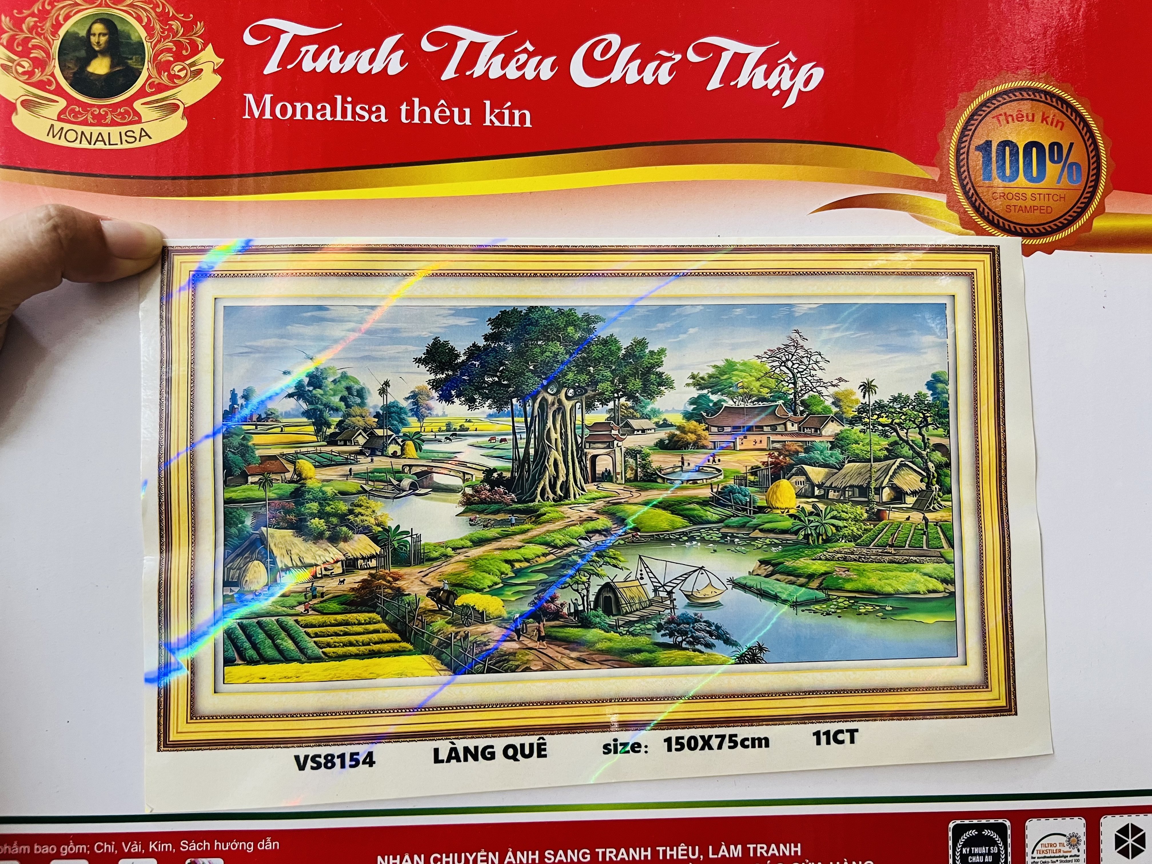 Tranh thêu kín Phong cảnh làng quê vs8154, kích thước 150 x 70 cm
