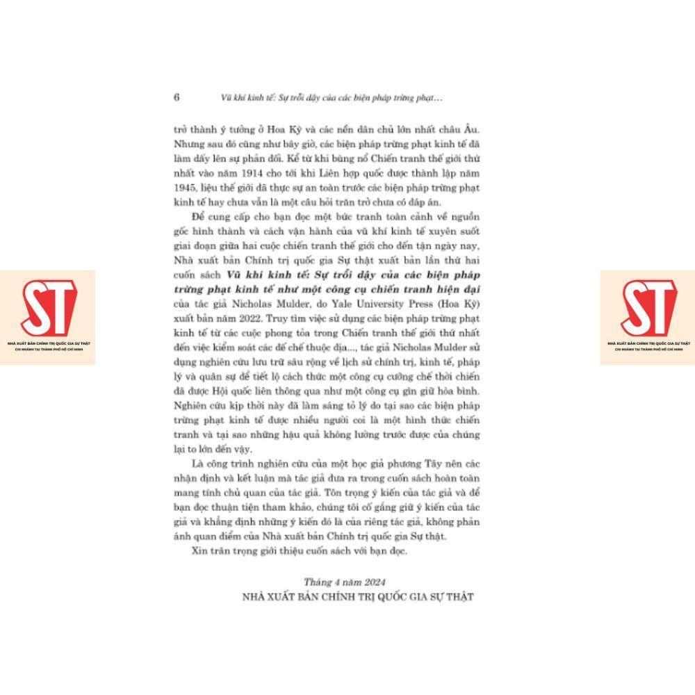 Sách - Vũ Khí Kinh Tế - Sự Trỗi Dậy Của Các Biện Pháp Trừng Phạt Kinh Tế Như Một Công Cụ Chiến Tranh Hiện Đại - NXB Chính Trị Quốc Gia