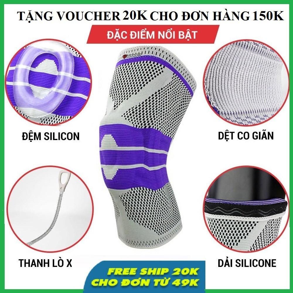 Băng gối,Bó gối thể thao có đệm Silicon Cao cấp bảo vệ khớp gối, có 2 Lò Xo trợ lực hỗ trợ vận động