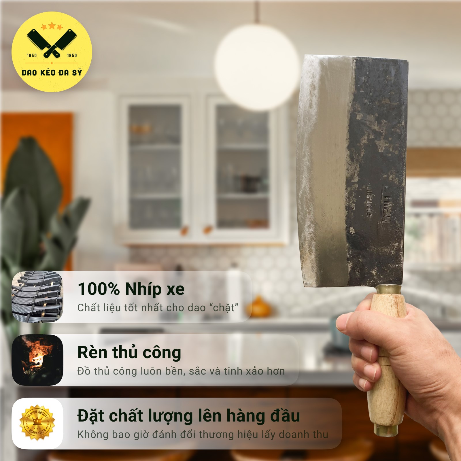 Dao Chặt Đa Sỹ - Dao Phở - chặt gà, chặt vịt, thái - 100% Nhíp xe siêu sắc