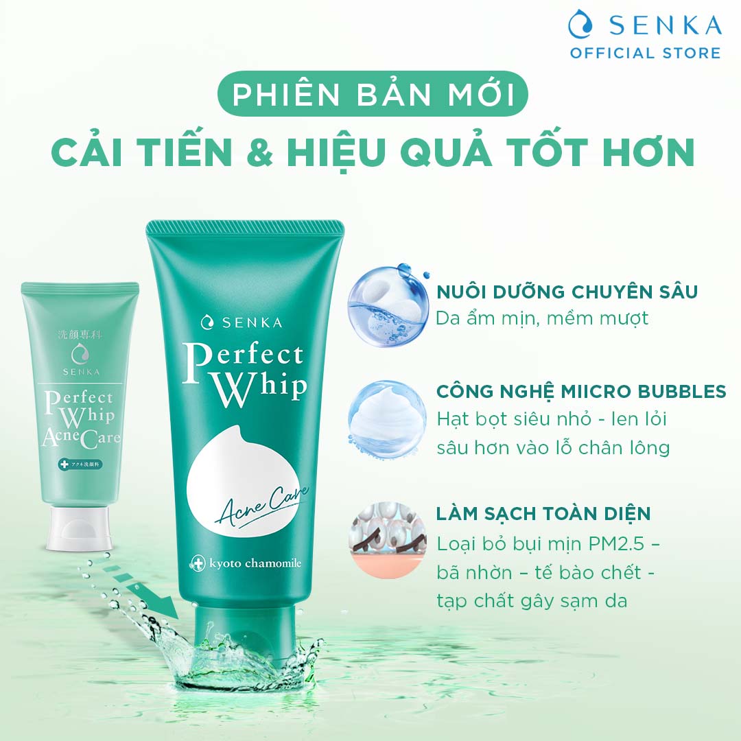 Bộ sản phẩm làm sạch dịu nhẹ dành cho da mụn Senka