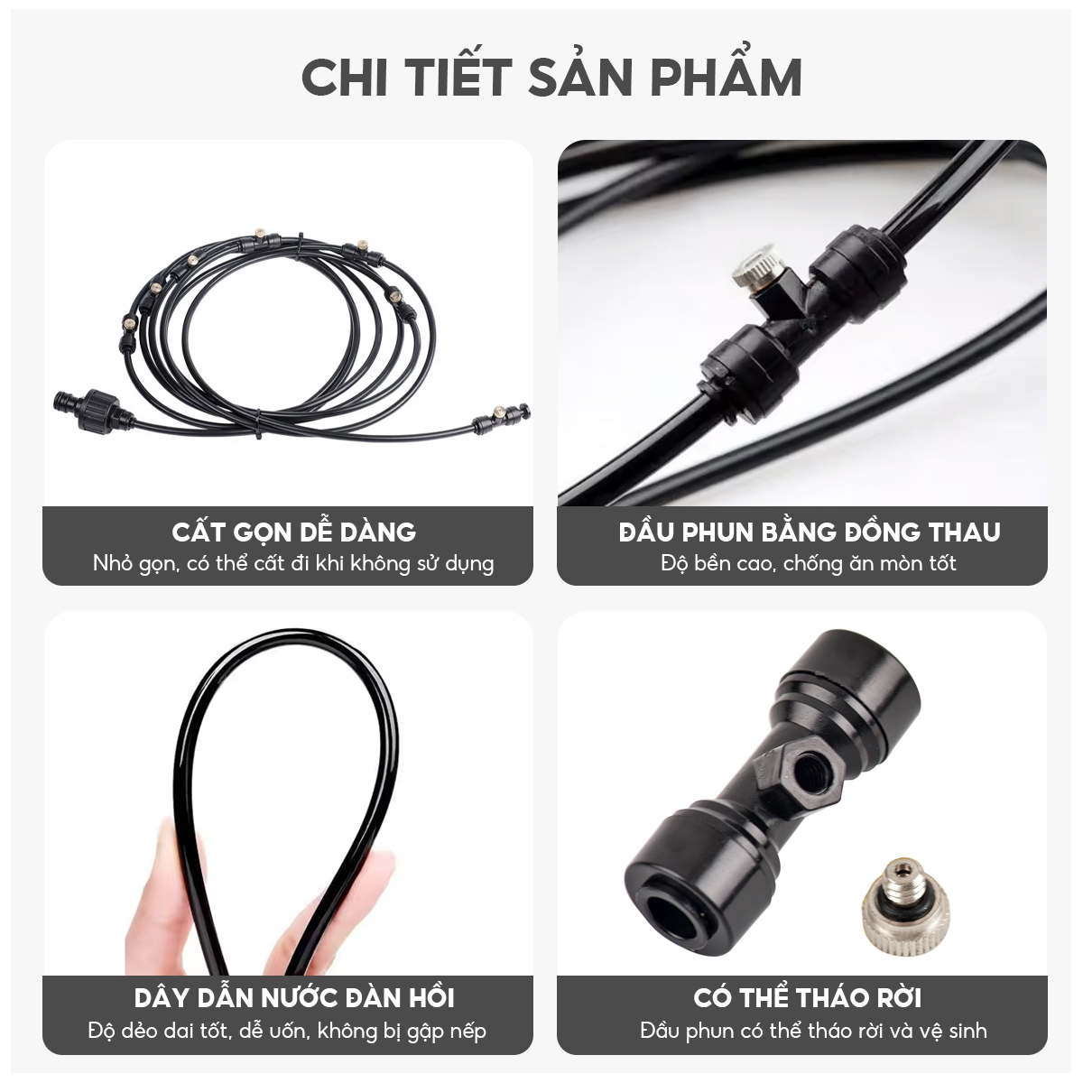 Bộ vòi phun sương làm mát Lebenlang LBLB3362, dài 15m, đa dạng công năng, cất gọn dễ dàng, hàng chính hãng