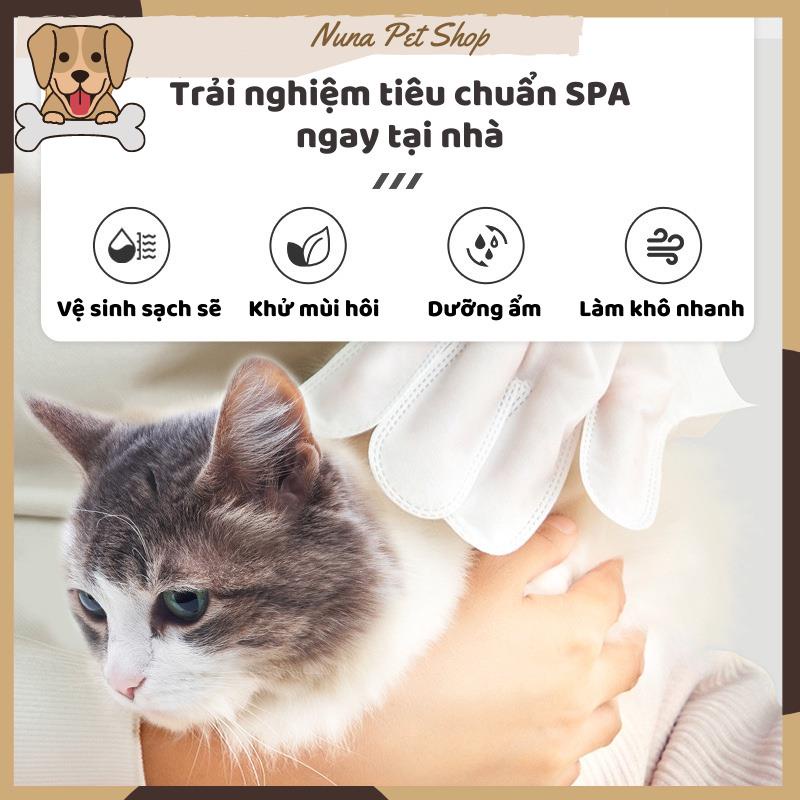 Găng tay tắm khô, khử mùi hôi và vệ sinh sạch sẽ cho chó mèo, dùng 1 lần tiện lợi cho thú cưng