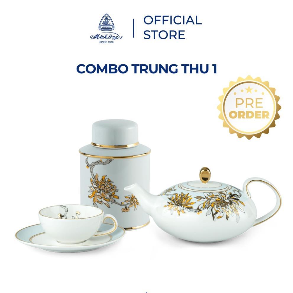 Combo Trung Thu Minh Long: Bộ trà - Hũ trà An Nhiên  kèm hộp và túi quà tặng sang trọng