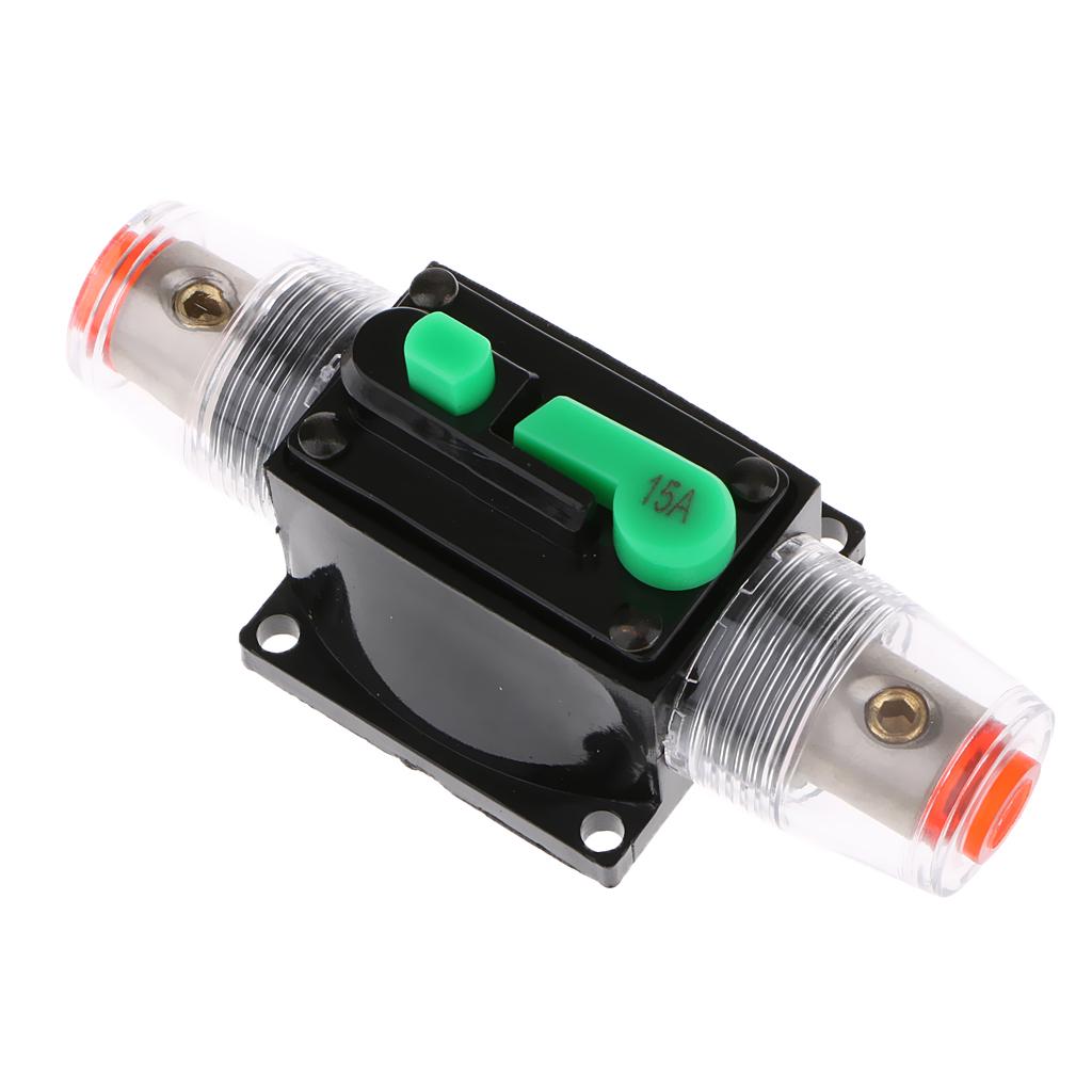 2Pcs 15Amp In-Line Circuit Breaker Stereo Audio Car RV Fuse Holder 12-32V