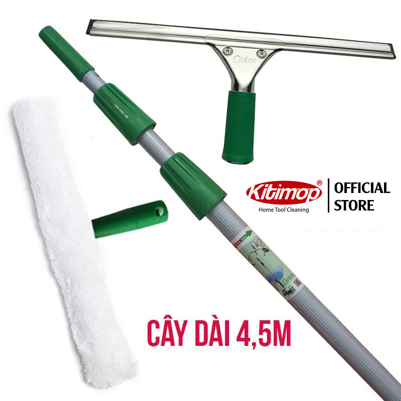 Bộ dụng cụ lau kính cán dài 4,5m Galac-06  - Tặng đồ sơ cua thay thế