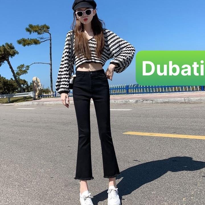 QUẦN JEAN NỮ CHẤT BÒ CO GIÃN ỐNG LOE LƯNG CAO NÂNG MÔNG SANG CHẢNH HOT TREND HÀN QUỐC- DB 222- DUBATI FASHION