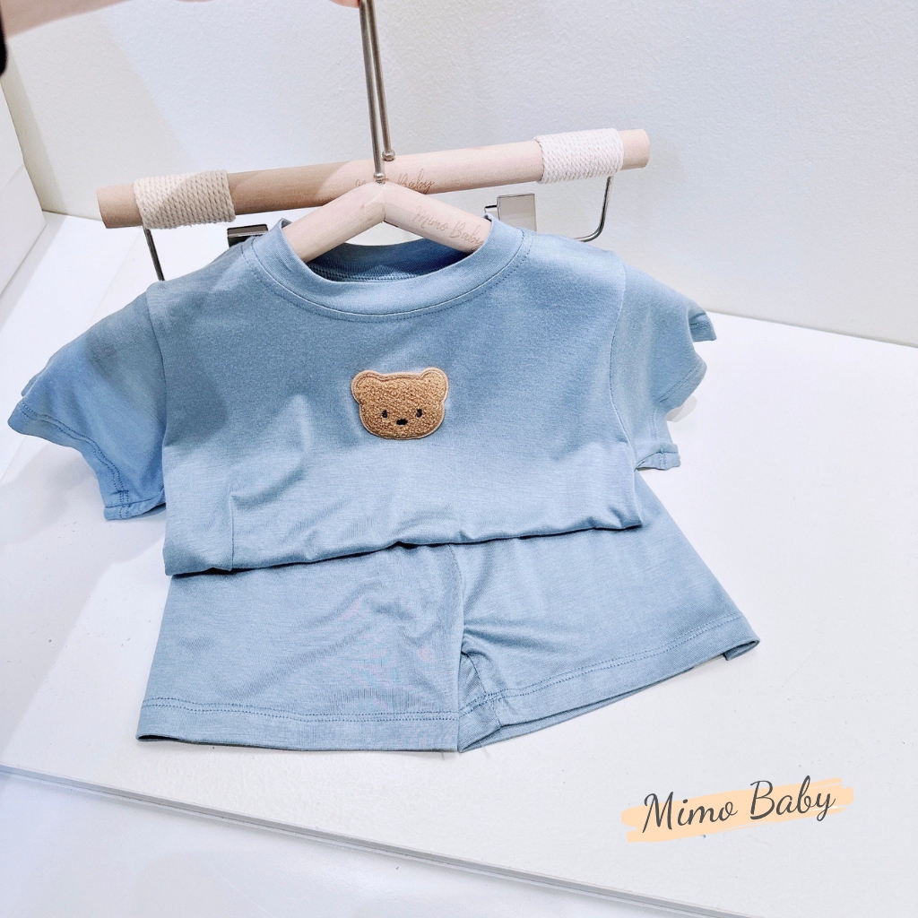 Bộ quần áo thun lạnh cộc tay đính gấu thêu đáng yêu cho bé QA78 Mimo Baby
