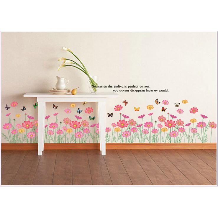Decal trang trí chân tường Hoa Cúc Hồng To