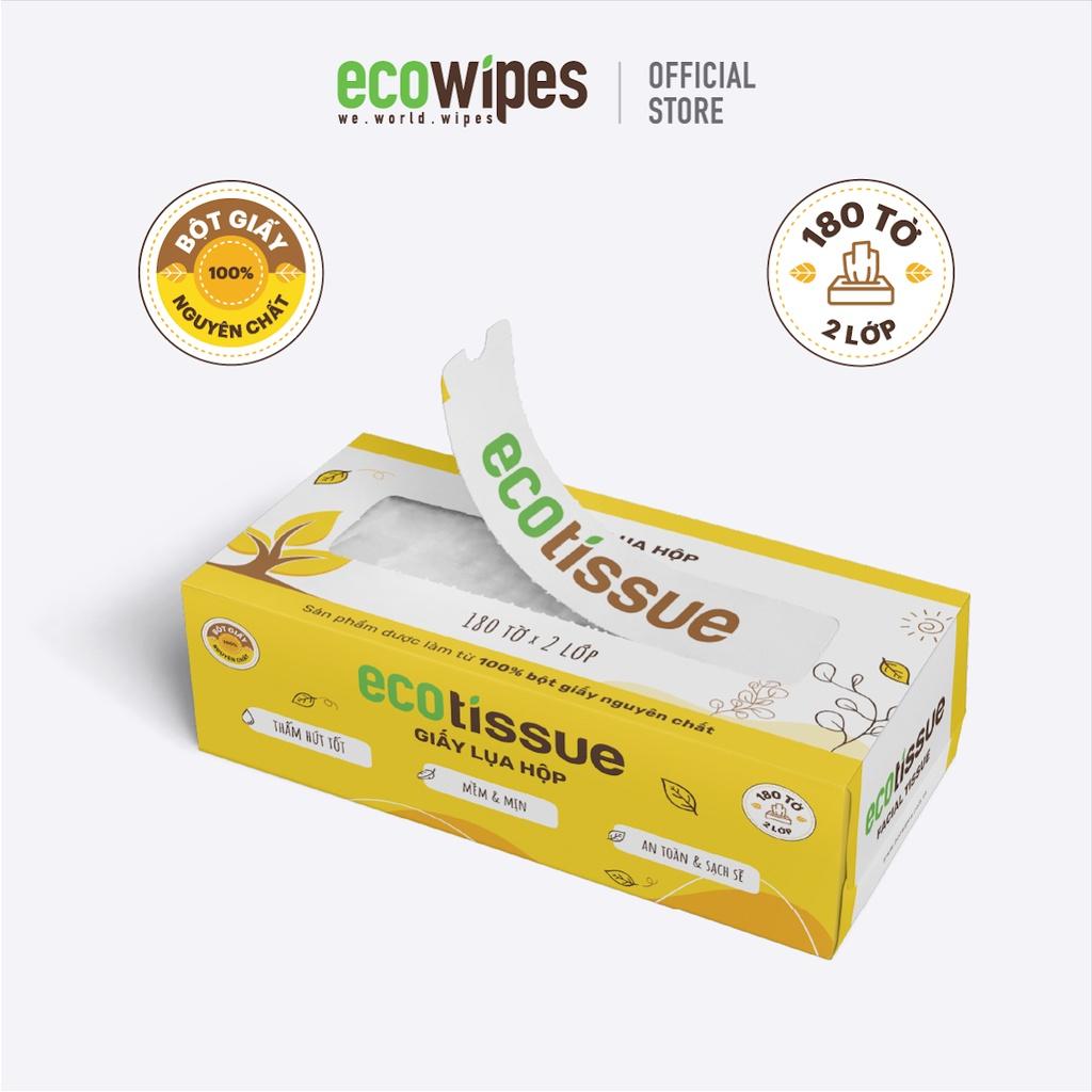 Thùng 40 hộp khăn giấy khăn ăn giấy lụa Ecotissue hộp cao cấp 180 tờ siêu mềm mịn thấm hút tốt an toàn khi sử dụng