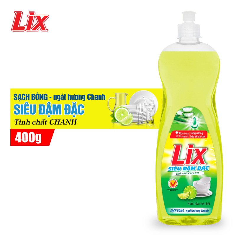 Nước rửa chén Lix siêu đậm đặc hương chanh 400g N404