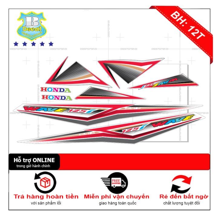 Tem rời wave 125i trắng đỏ