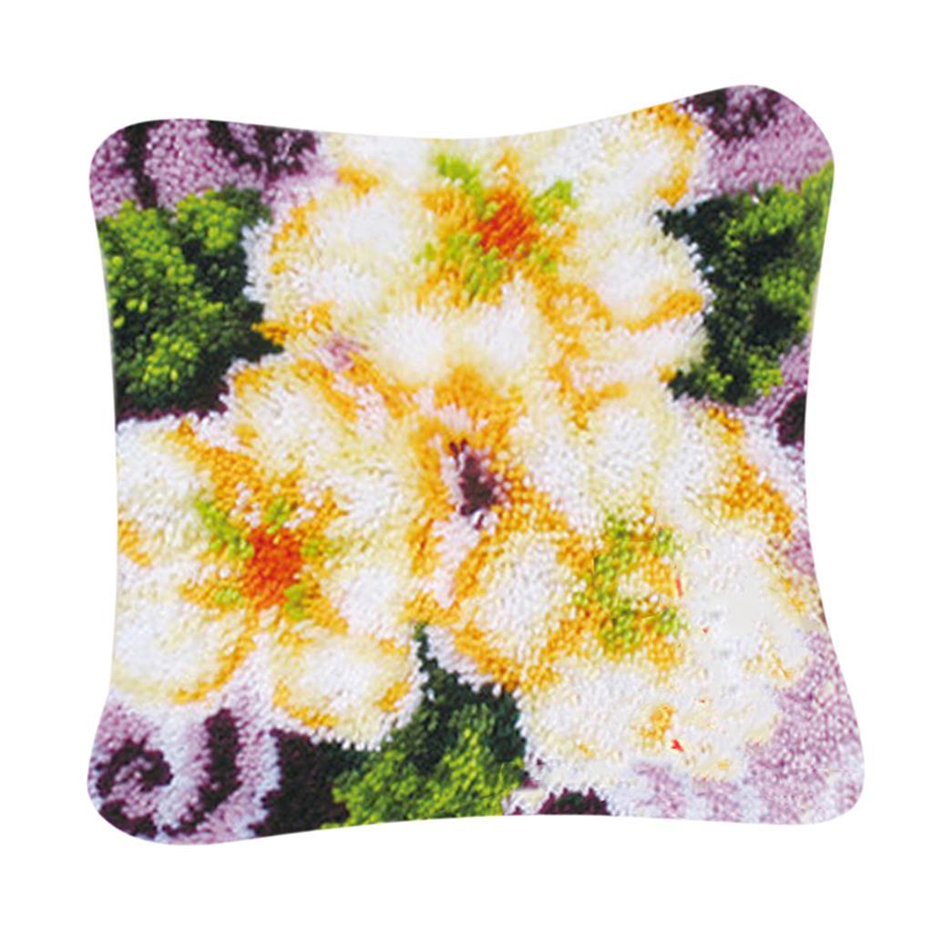 Latch Hook kits for Beginners DIY Making Flower Pattern Pillow Sofa Cushion