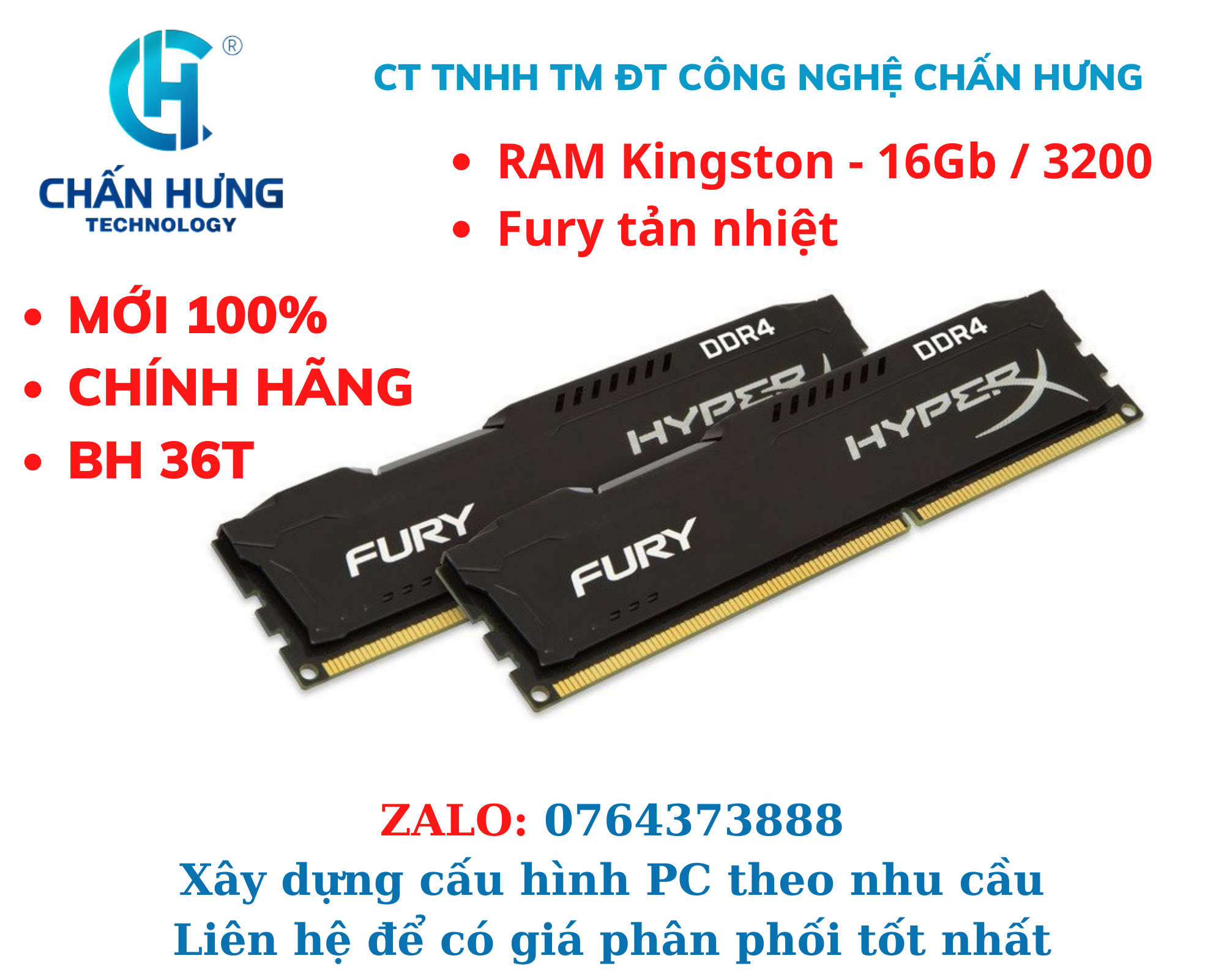 Ram Kingston FURY Beast 16GB (1x16GB) DDR4 3200Mhz - HÀNG CHÍNH HÃNG