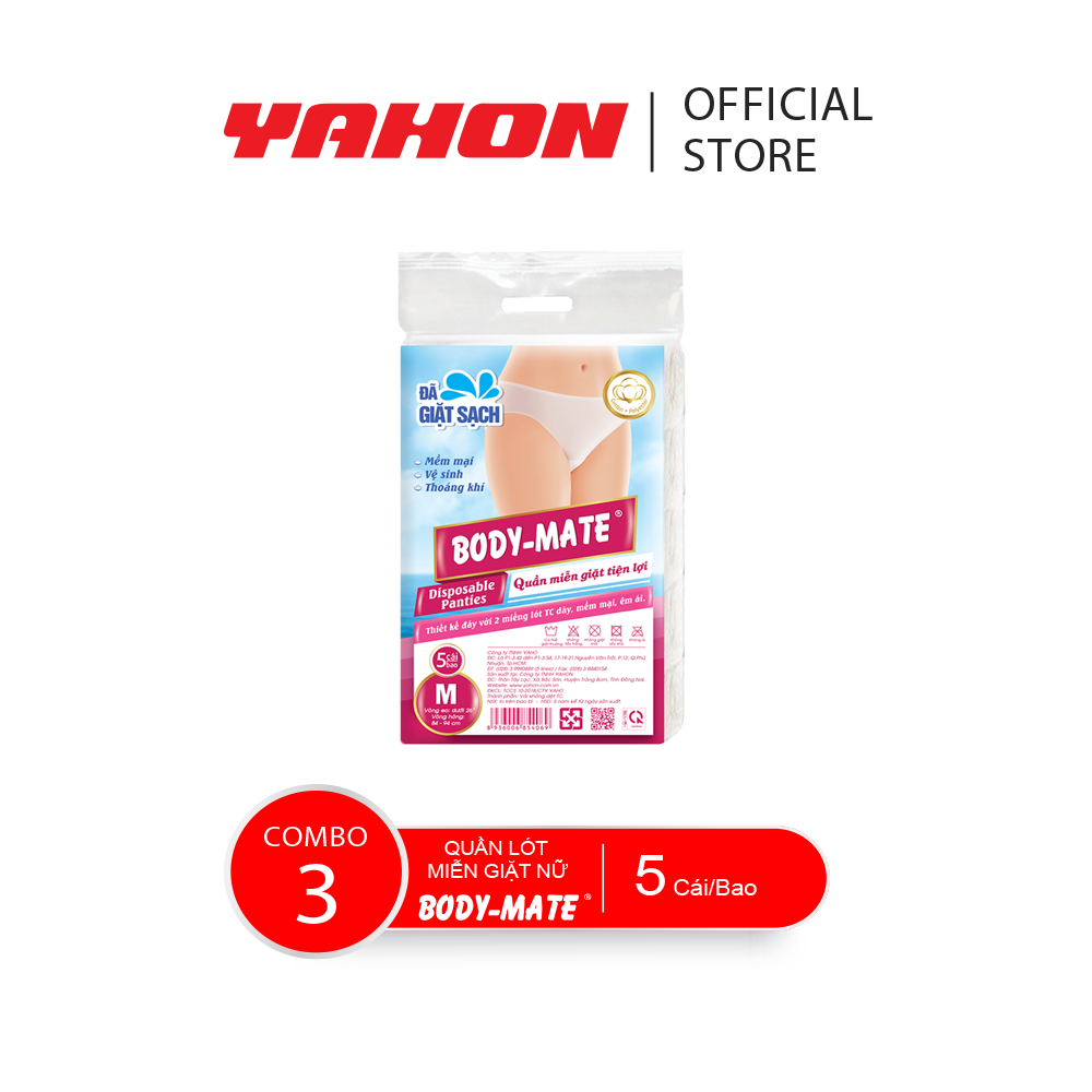 Combo 3 Bao Quần Lót Miễn Giặt BODY-MATE Nữ, 5 Cái/Bao