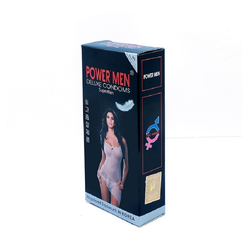 Bao cao su Siêu mỏng truyền nhiệt hình Power Men Superthin hộp 12 cái
