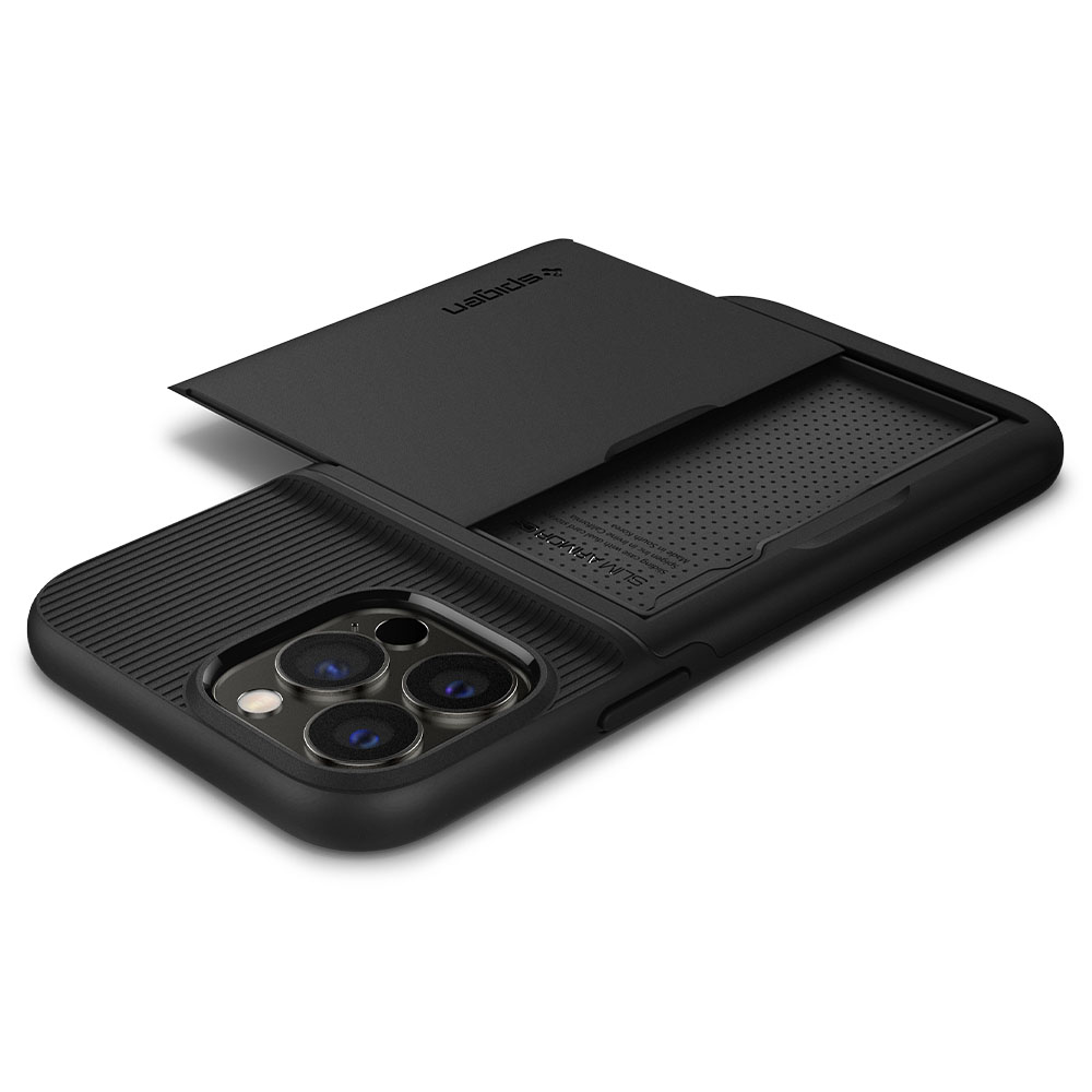 Ốp lưng Spigen Slim Armor CS Black cho iPhone 13 Pro Max - Thiết kế nhỏ nhẹ, tích hợp ví, chống sốc, chống bẩn, viền camera cao - Hàng chính hãng