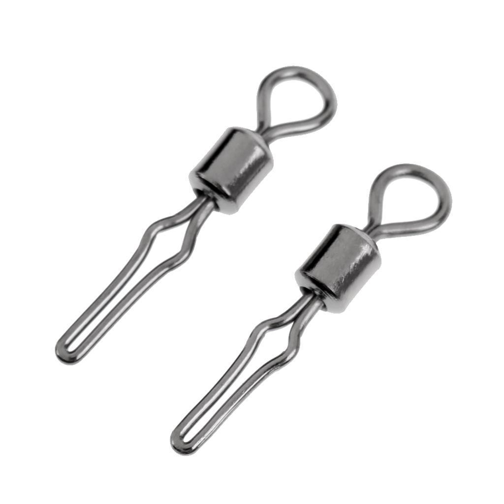 50 Pieces Swivel with Side Line Clip Fishing Tackle Fishhooks Fishing Connector Fishing Swivels with Snap