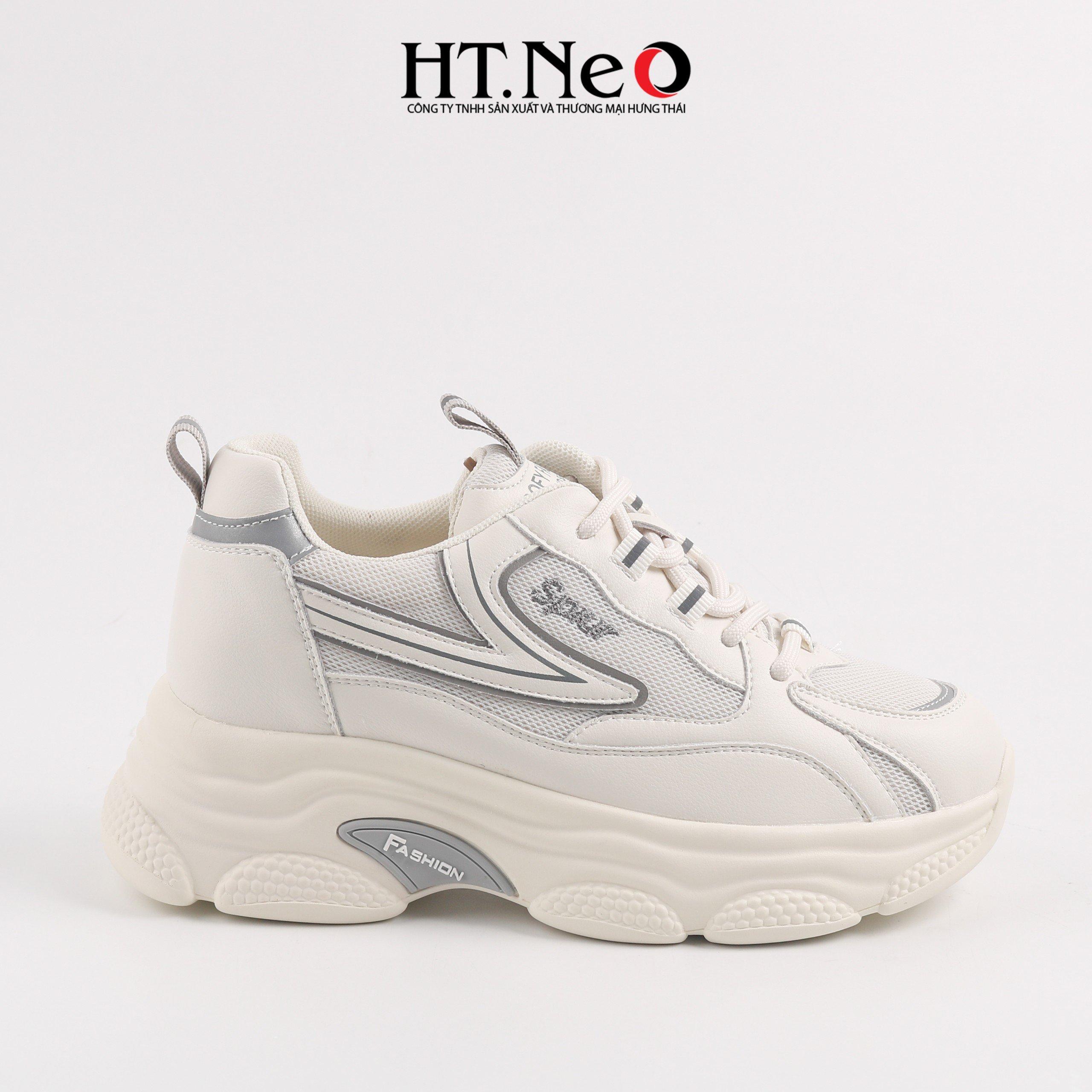 Giày thể thao, giày sneaker nữ đế cao su đúc, đế cao, chất liệu da kết hợp vải lưới, kiểu dáng trẻ trung, đi êm chân, thoải mái TTN09