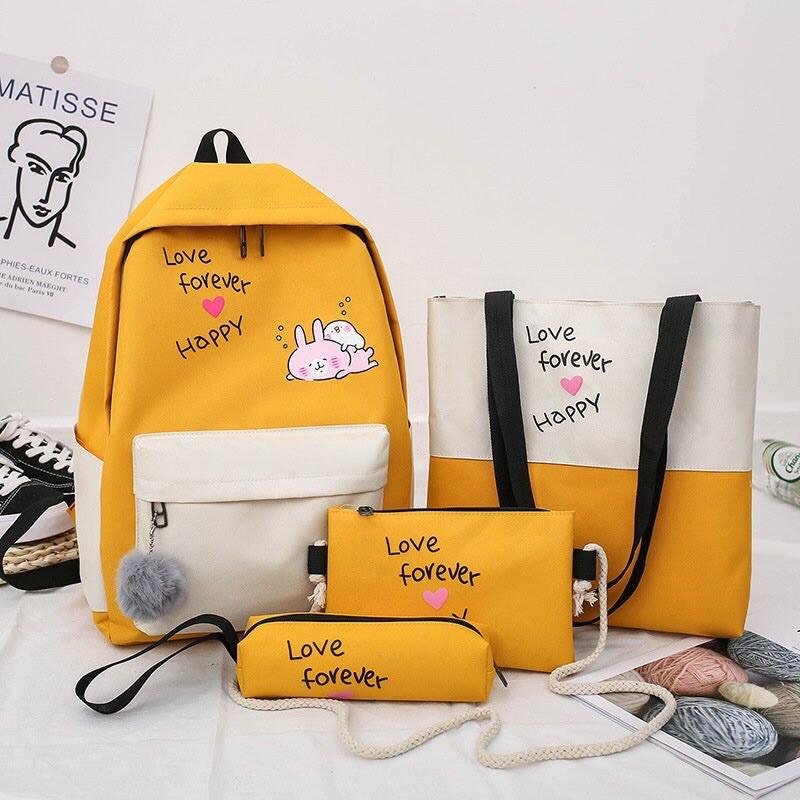 Set Balo 4 Món Love Forever BALO THỜI TRANG NAM NỮ TO Ulzzang